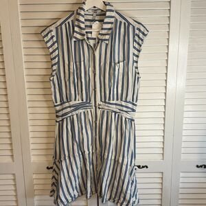 DEREK LAM 10 CROSBY STRIPED BUTTON‎ DOWN PREPPY ACADEMIA COSTAL DRESS SZ 12